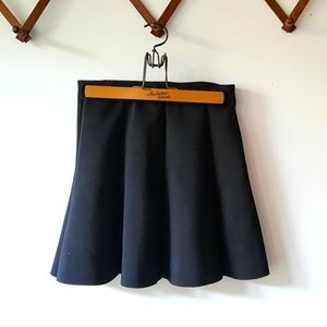 Pleated Black Scuba Skater Skirt XS